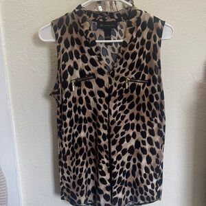 INC International Concepts Black and Tan Animal Print Blouse